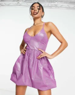 RIVER ISLAND || PULL & BEAR || ONLY Sales Store 7 ASYOU Glitter Puffball Mini Dress In Purple