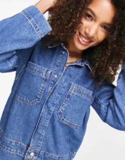 ASOS DESIGN Denim Cargo Mini Dress In Blue -RIVER ISLAND || PULL & BEAR || ONLY Sales Store 203787265 3