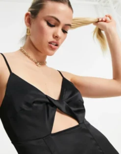 Vero Moda Tall X Victoria Waldue Satin Cut Out Cami Maxi Dress With Thigh Split In Black -RIVER ISLAND || PULL & BEAR || ONLY Sales Store 203795828 3