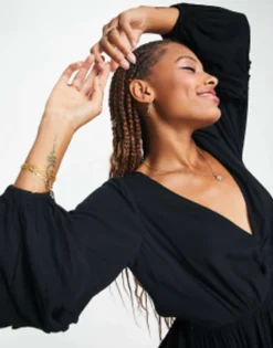 Isla & Bird Kimono Beach Maxi Summer Dress In Black -RIVER ISLAND || PULL & BEAR || ONLY Sales Store 203814887 3