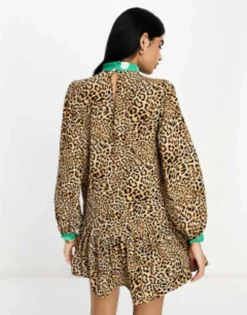 ASOS DESIGN Mixed Print High Neck Smock Mini Dress In Animal Print -RIVER ISLAND || PULL & BEAR || ONLY Sales Store 203825058 3