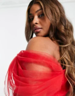 Lace & Beads Plus Exclusive Sweetheart Sequin Bardot Maxi Dress In Red -RIVER ISLAND || PULL & BEAR || ONLY Sales Store 203837511 3