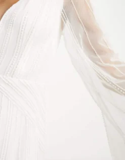 Starlet Bridal Exclusive Sheer Sleeve Embellished Maxi Dress In Ivory -RIVER ISLAND || PULL & BEAR || ONLY Sales Store 203875059 3