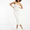 ASOS DESIGN Knitted Bandeau Midi Dress In White