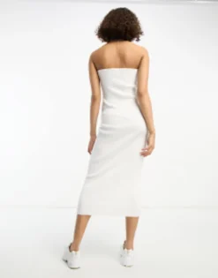 ASOS DESIGN Knitted Bandeau Midi Dress In White -RIVER ISLAND || PULL & BEAR || ONLY Sales Store 203898839 4