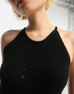 ASOS DESIGN Knitted Halter Neck Midi Dress In Black -RIVER ISLAND || PULL & BEAR || ONLY Sales Store 203905207 3