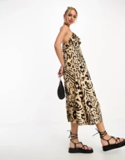 Miss Selfridge Ruffle Detail Frill Hem Midi Slip Dress In Animal Print -RIVER ISLAND || PULL & BEAR || ONLY Sales Store 203912726 4