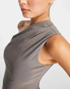 Vesper One Shoulder Maxi Dress In Grey -RIVER ISLAND || PULL & BEAR || ONLY Sales Store 203932640 3