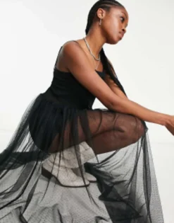 Free People Lacey Slip Midi Cami Dress In Black -RIVER ISLAND || PULL & BEAR || ONLY Sales Store 203944597 3