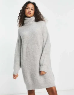 Stradivarius High Neck Knit Dress In Grey -RIVER ISLAND || PULL & BEAR || ONLY Sales Store 203974368 4