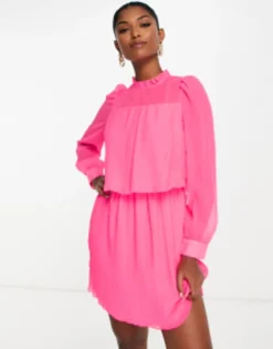 River Island Pleated Mini Dress In Pink -RIVER ISLAND || PULL & BEAR || ONLY Sales Store 203984366 4