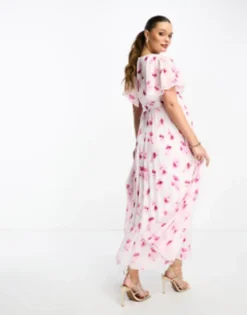 ASOS Maternity ASOS DESIGN Maternity Angel Cape Sleeve Pleated Hem Midi Dress In Floral Print -RIVER ISLAND || PULL & BEAR || ONLY Sales Store 203992198 4