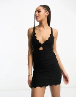 Miss Selfridge Bow Detail Cut Out Crochet Cami Mini Dress In White -RIVER ISLAND || PULL & BEAR || ONLY Sales Store 203994782 1 black