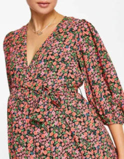 Glamorous Maternity Maxi Tiered Wrap Dress In Rose Floral -RIVER ISLAND || PULL & BEAR || ONLY Sales Store 204009900 3