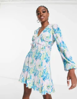 The Frolic Washed Floral Plisse Mini Ruffle Dress In Multi -RIVER ISLAND || PULL & BEAR || ONLY Sales Store 204049761 4