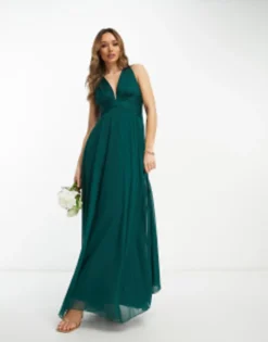 ASOS DESIGN Bridesmaid Ruched Bodice Drape Maxi Dress With Wrap Waist In Olive -RIVER ISLAND || PULL & BEAR || ONLY Sales Store 204053332 1 forest