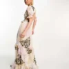 Reclaimed Vintage Limited Edition Maxi Ruffle Dress With Open Tie Back In Floral Print