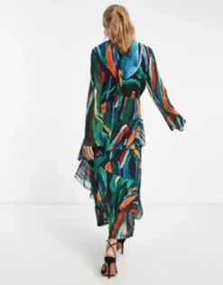 Never Fully Dressed Ruffle Maxi Dress In Abstract Print -RIVER ISLAND || PULL & BEAR || ONLY Sales Store 204077078 3