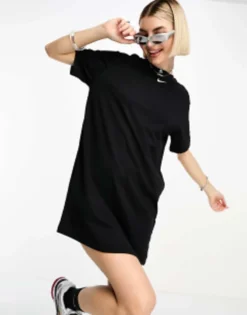 Nike Essential Mini Swoosh T-shirt Dress In Black
