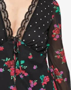River Island Floral And Spot Mixed Print Mini Dress In Black -RIVER ISLAND || PULL & BEAR || ONLY Sales Store 204084176 3