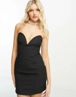 PULL & BEAR Pull&Bear Bandeau Bustier Mini Dress In Black