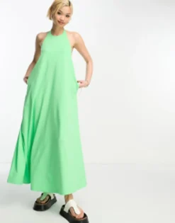 ASOS DESIGN Halter Maxi Dress In Bright Green -RIVER ISLAND || PULL & BEAR || ONLY Sales Store 204093886 4
