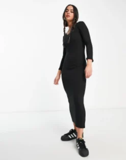 Daisy Street Scoop Neck Maxi Dress In Black Pointelle -RIVER ISLAND || PULL & BEAR || ONLY Sales Store 204111860 4