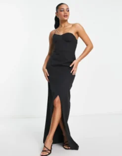 Trendyol Diamante Strap Maxi Dress In Black