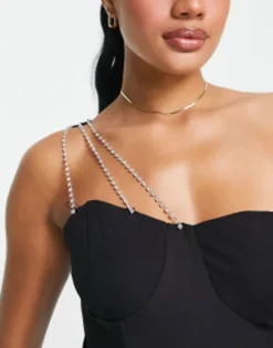 Trendyol Diamante Strap Maxi Dress In Black -RIVER ISLAND || PULL & BEAR || ONLY Sales Store 204136649 3