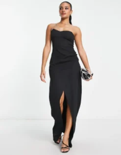 Trendyol Diamante Strap Maxi Dress In Black -RIVER ISLAND || PULL & BEAR || ONLY Sales Store 204136649 4