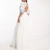 Maya Bridal Embroidered Puff Sleeve Maxi Dress In Ivory