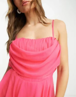 ASOS DESIGN Corset Mini Dress With Soft Cowl Front In Pink -RIVER ISLAND || PULL & BEAR || ONLY Sales Store 204165479 4