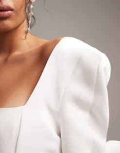 ASOS EDITION Toby Statement Square Neck And Bow Back Wedding Dress In Ivory -RIVER ISLAND || PULL & BEAR || ONLY Sales Store 204178744 4