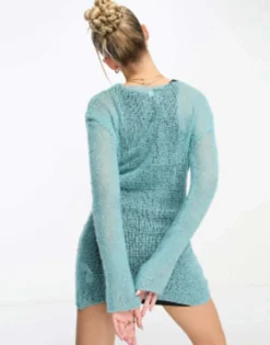 COLLUSION Open Stitch Knitted Mini Dress In Blue -RIVER ISLAND || PULL & BEAR || ONLY Sales Store 204234977 3