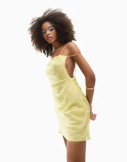 ASOS DESIGN Multi Strap Layer Mini Dress In Yellow