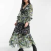 Reclaimed Vintage Spliced Floral Print Tiered Maxi Dress