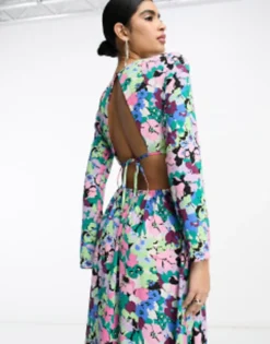 ASOS DESIGN Waisted Maxi Dress In Blue Floral Print -RIVER ISLAND || PULL & BEAR || ONLY Sales Store 204247515 3
