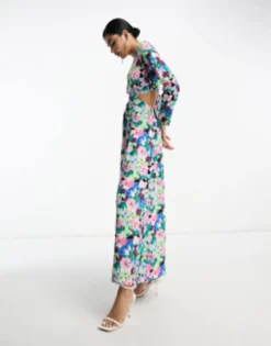 ASOS DESIGN Waisted Maxi Dress In Blue Floral Print -RIVER ISLAND || PULL & BEAR || ONLY Sales Store 204247515 4
