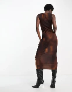 Jaded London 90s Maxi Dress In Brown Graphic Floral Lace -RIVER ISLAND || PULL & BEAR || ONLY Sales Store 204263069 4