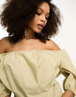 ASOS DESIGN Clean Cotton Corset Waist Off Shoulder Maxi Dress In Neutral -RIVER ISLAND || PULL & BEAR || ONLY Sales Store 204286352 3