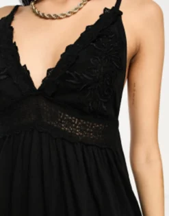 ASOS DESIGN Crochet Detail Strappy Tiered Maxi Dress In Black -RIVER ISLAND || PULL & BEAR || ONLY Sales Store 204290241 3