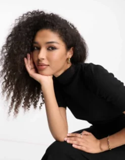 French Connection High Neck Ribbed Short Sleeve Maxi Dress In Black -RIVER ISLAND || PULL & BEAR || ONLY Sales Store 204319669 3