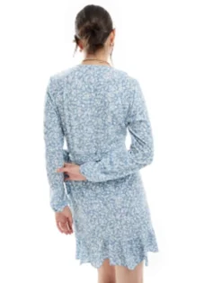 Only Wrap Mini Dress In Blue Ditsy Floral -RIVER ISLAND || PULL & BEAR || ONLY Sales Store 204333550 4