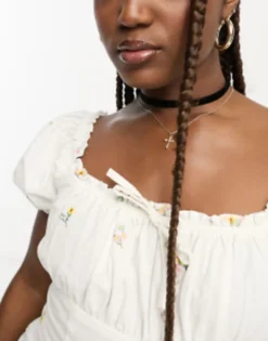 Miss Selfridge Festival Floral Embroidered Cotton Tea Dress In Ivory - IVORY -RIVER ISLAND || PULL & BEAR || ONLY Sales Store 204336554 4