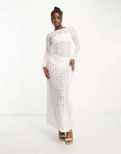 Pieces Bridal Lace Maxi Dress In White