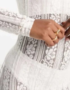 Pieces Bridal Lace Maxi Dress In White -RIVER ISLAND || PULL & BEAR || ONLY Sales Store 204346011 3