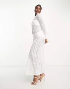 Pieces Bridal Lace Maxi Dress In White -RIVER ISLAND || PULL & BEAR || ONLY Sales Store 204346011 4