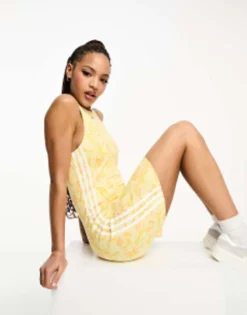 Adidas Originals Island Club Mini Dress In Floral Yellow -RIVER ISLAND || PULL & BEAR || ONLY Sales Store 204347852 4