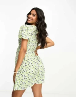 Glamorous Maternity Short Sleeve Wrap Mini Dress In Green Retro Floral -RIVER ISLAND || PULL & BEAR || ONLY Sales Store 204370032 3