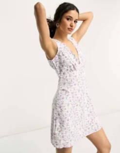 Glamorous 90s Mini Dress In Lilac Spring Floral -RIVER ISLAND || PULL & BEAR || ONLY Sales Store 204370312 4